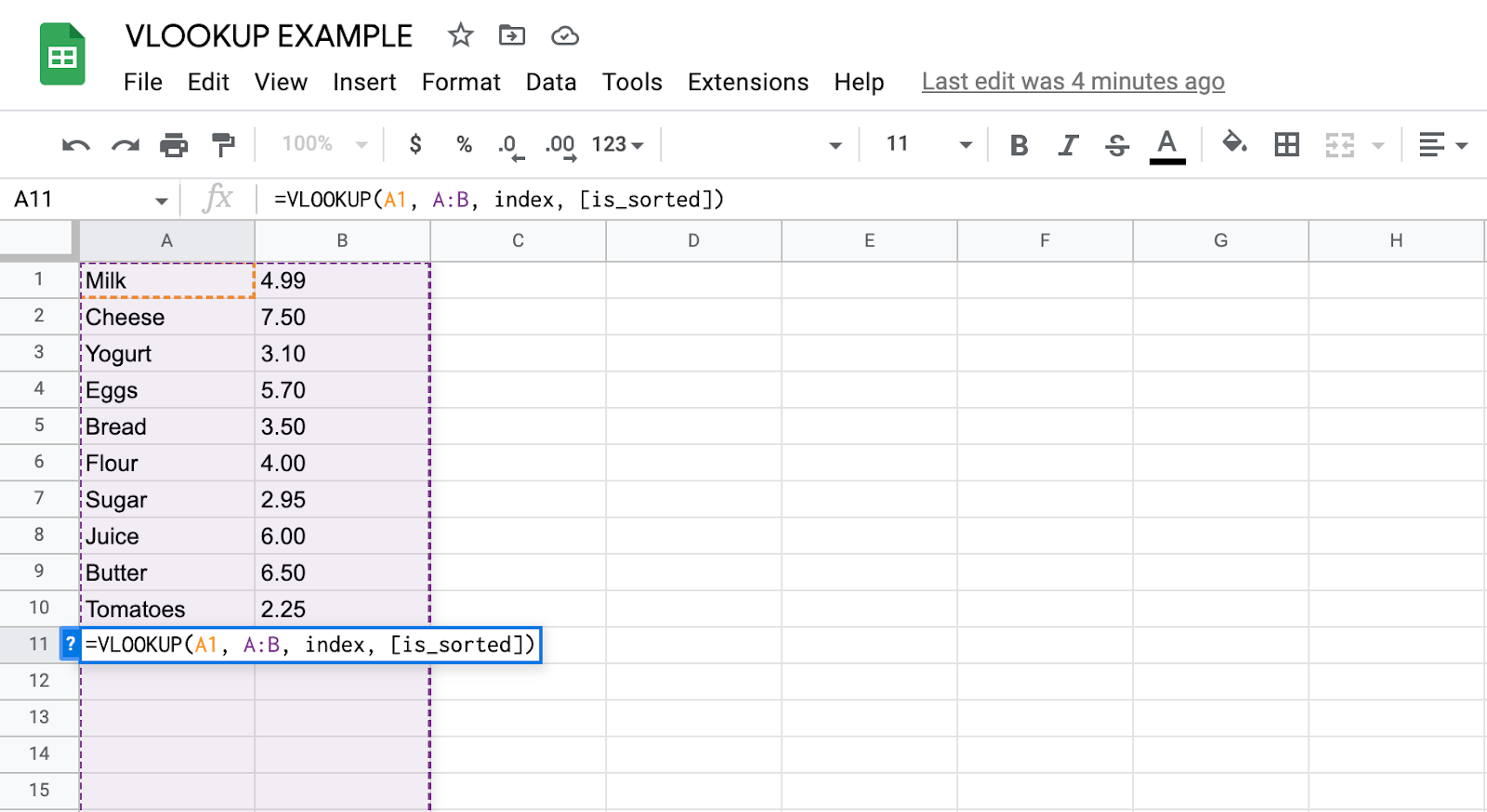 How to Use vlookup in Google Sheets